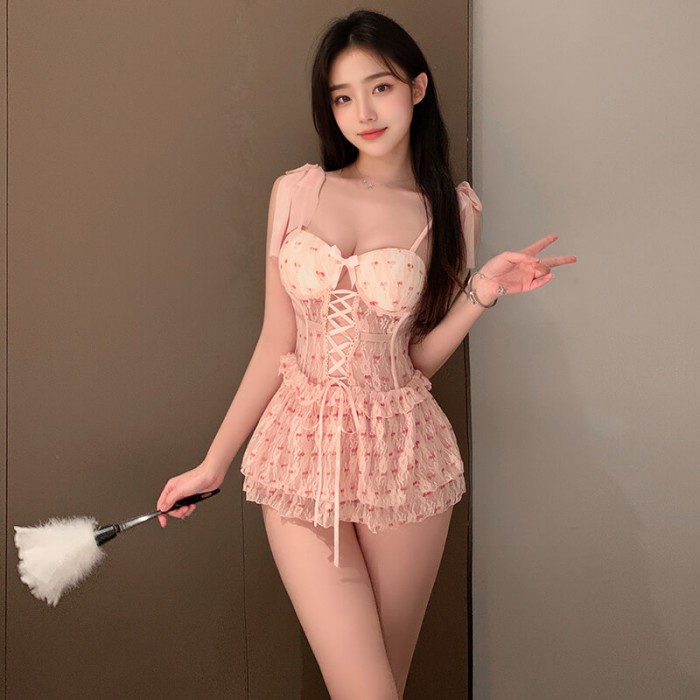 FEE ET MOI - Cherry Temptation Underwire Padded Corset (Pink) FEE ET MOI - Cherry Temptation Underwire Padded Corset (Pink)