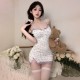 FEE ET MOI - Floral Spaghetti Strap Dress (White - Purple) FEE ET MOI - Floral Spaghetti Strap Dress (White - Purple)