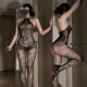 FEE ET MOI - Sheer Snake-Pattern Jacquard Bodystocking (Black)