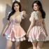 FEE ET MOI - Sweet Mesh Sheer Chest Soft Maid Outfit (Plus Size - Pink White)