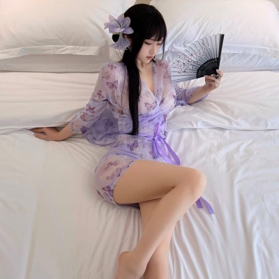 FEE ET MOI - Sheer Butterfly Print Nightdress (Purple) FEE ET MOI - Sheer Butterfly Print Nightdress (Purple)
