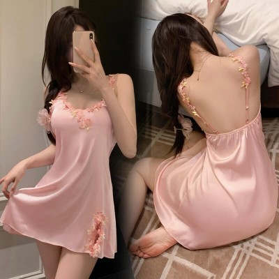 FEE ET MOI - Sexy Embroidered Slip Nightdress (Pink)