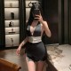 FEE ET MOI - Private Nurse Deep V Cleavage Dress (Black - White) FEE ET MOI - Private Nurse Deep V Cleavage Dress (Black - White)