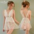 FEE ET MOI Sexy Backless Lace Seethrough Body Sleepwear (White)