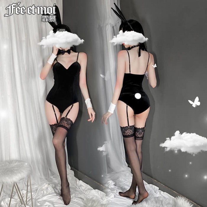 FEE ET MOI Sexy Bunny Girl Costume With Stocking (Black)