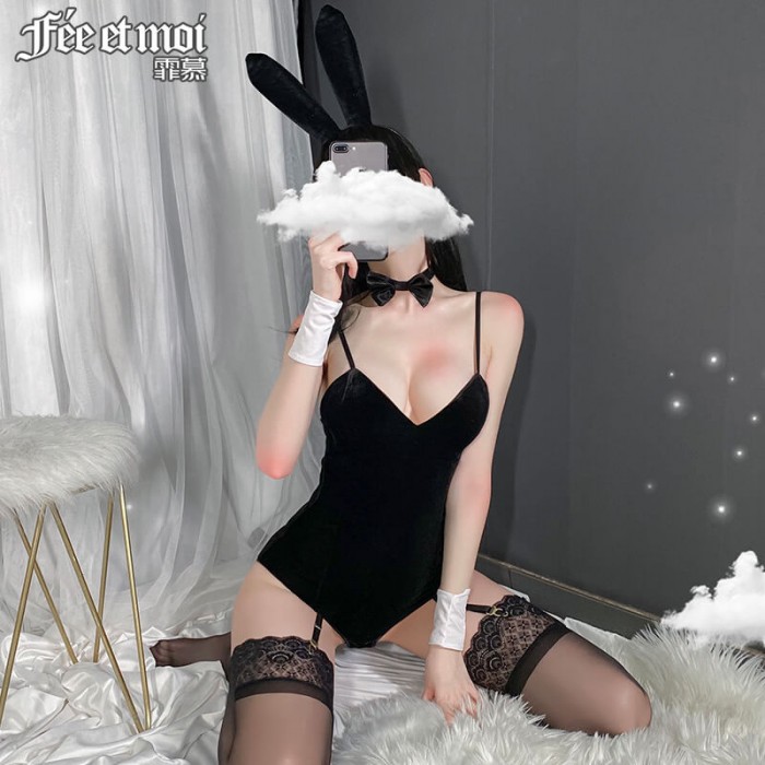 FEE ET MOI Sexy Bunny Girl Costume With Stocking (Black)