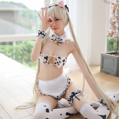 FEE ET MOI - Charming Cow Print Bikini Set (White) FEE ET MOI - Charming Cow Print Bikini Set (White)