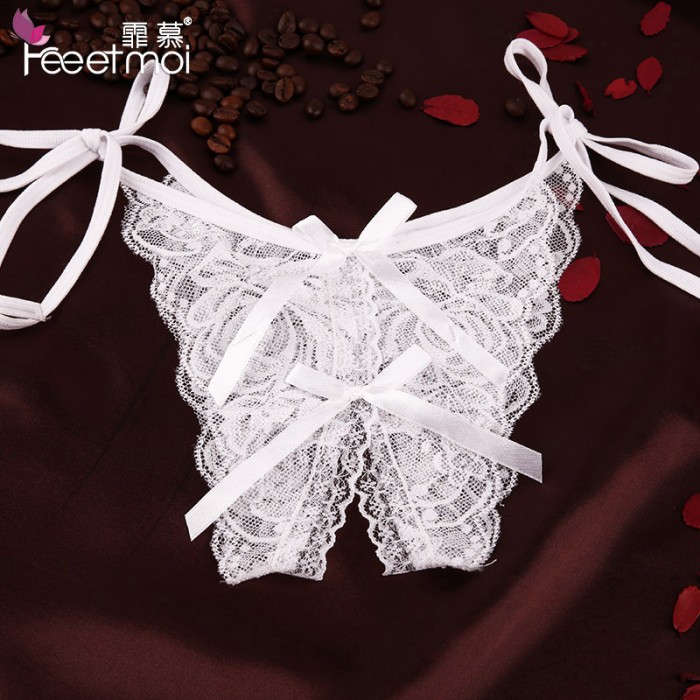 FEE ET MOI Butterfly Lace Open File Sexy Underwear (White)