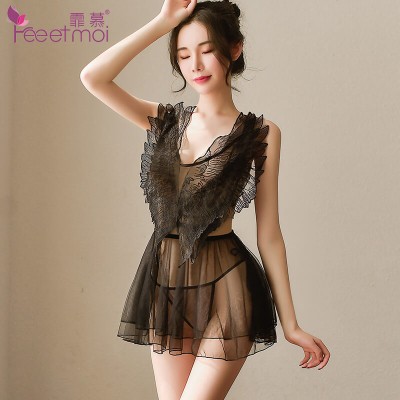 FEE ET MOI Sexy Lace Angel Wings Seethrough Body Sleepwear (Black) FEE ET MOI Sexy Lace Angel Wings Seethrough Body Sleepwear (Black)