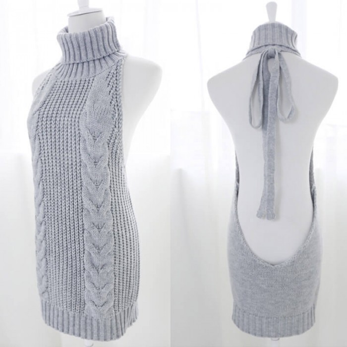 FEE ET MOI Sexy Young Backless Jumper (Grey) FEE ET MOI Sexy Young Backless Jumper (Grey)