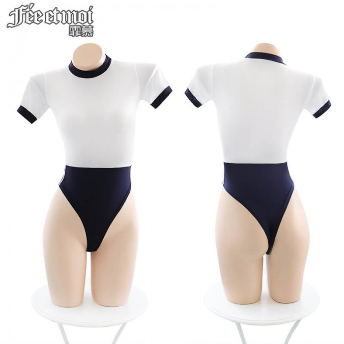 FEE ET MOI Japanese Style Young Girl Bodysuit (Blue - White) FEE ET MOI Japanese Style Young Girl Bodysuit (Blue - White)